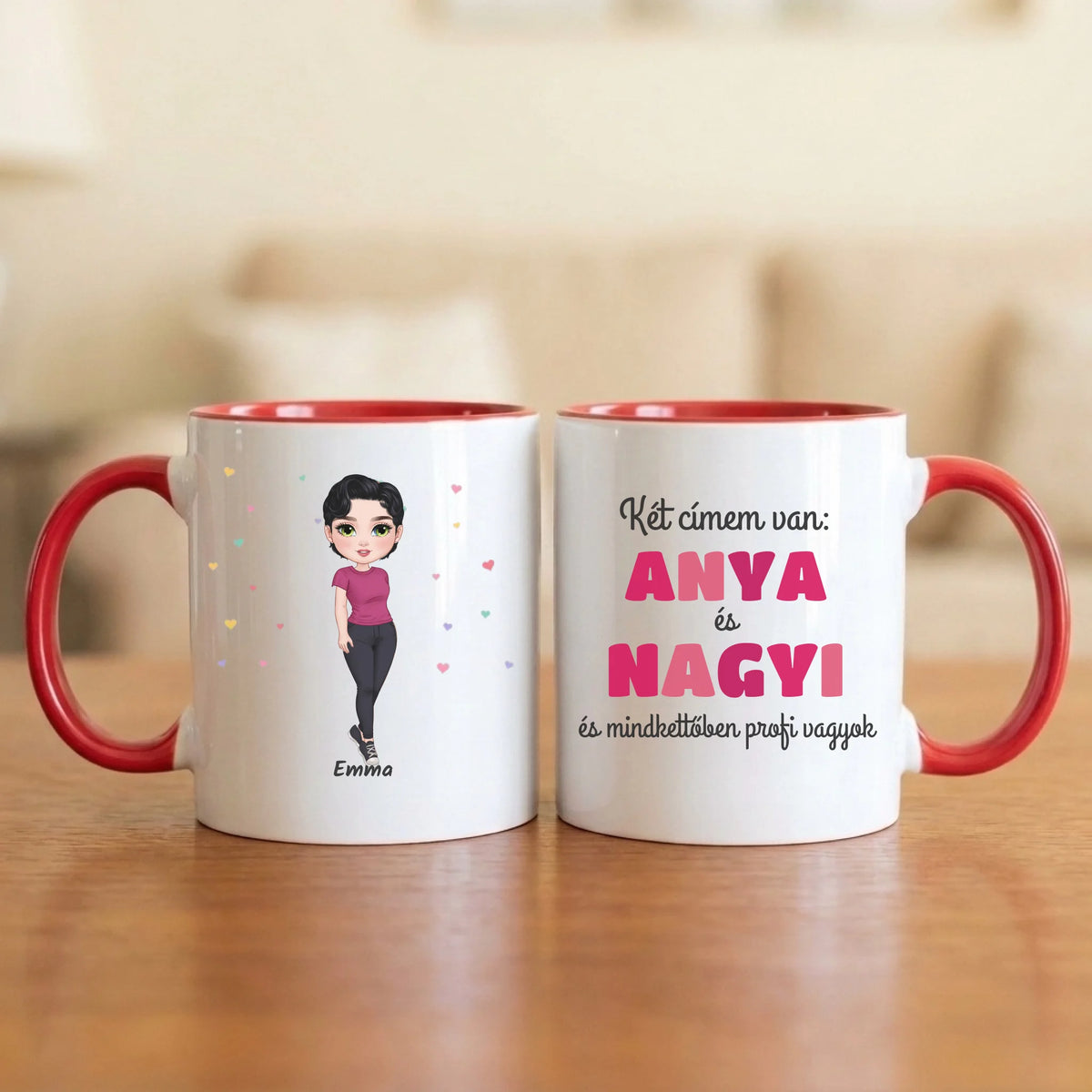 Két címem van: anya és nagyi – nagymamás bögre figurával és névvel