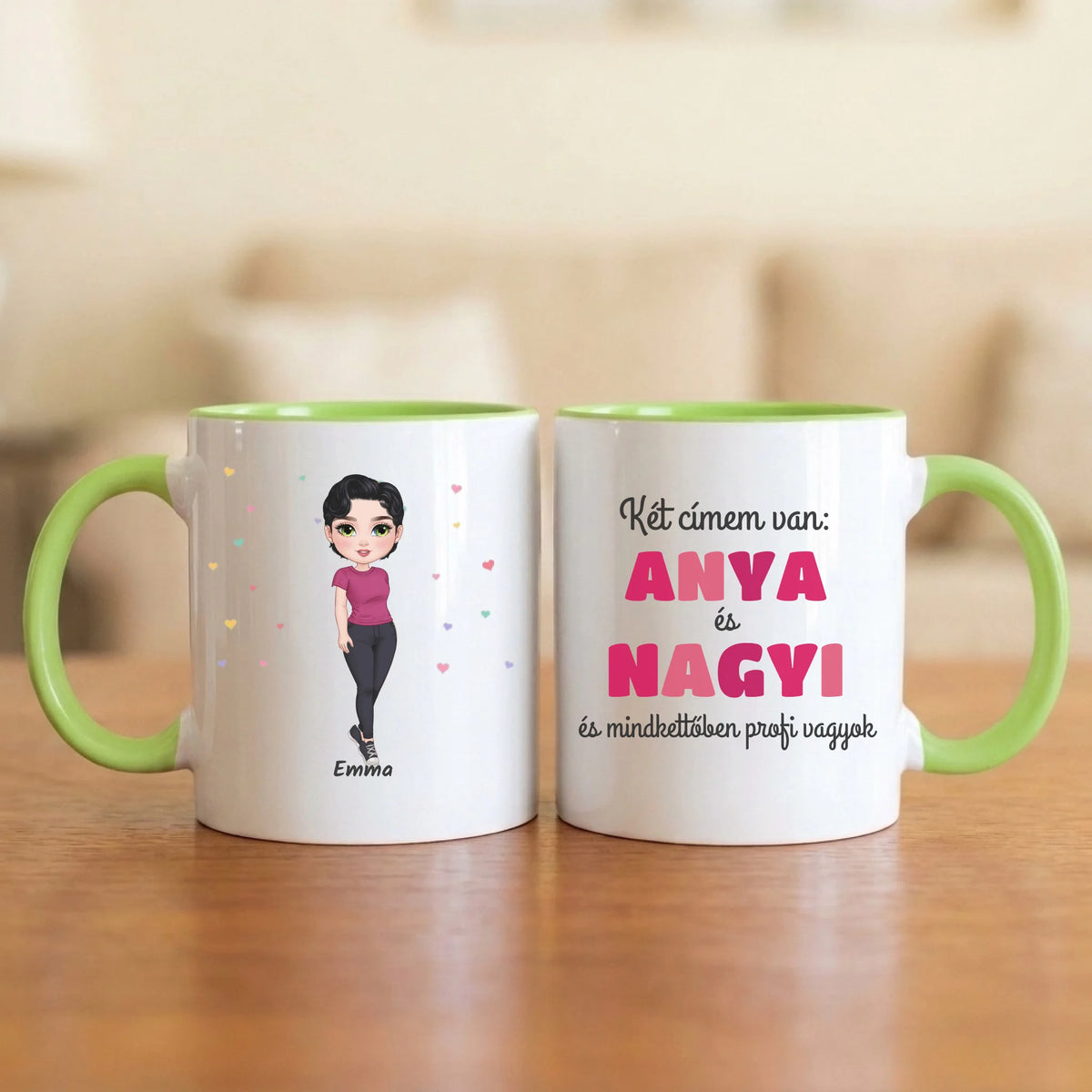 Két címem van: anya és nagyi – nagymamás bögre figurával és névvel