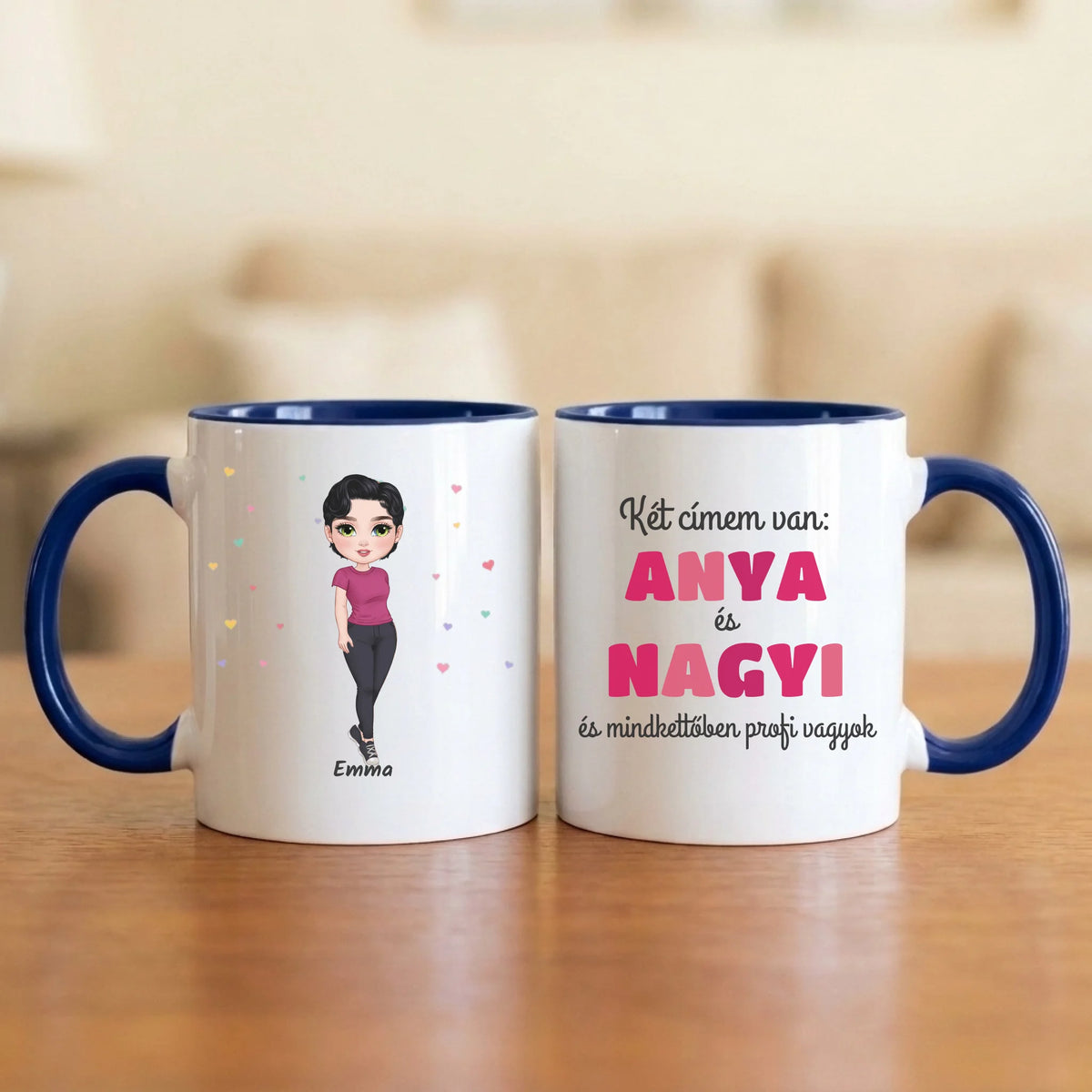Két címem van: anya és nagyi – nagymamás bögre figurával és névvel