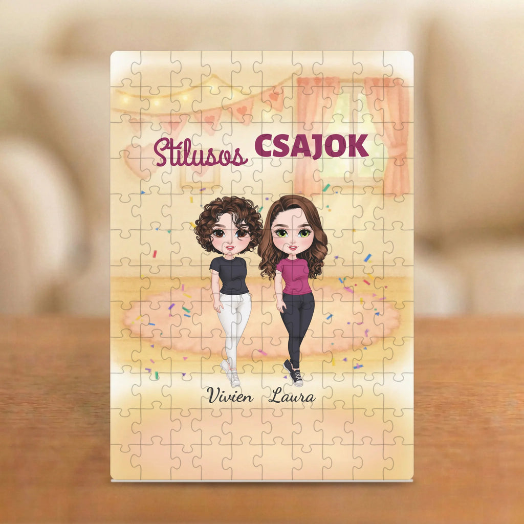 Stílusos csajok – barátnős puzzle 2–5 álló figurával és nevekkel