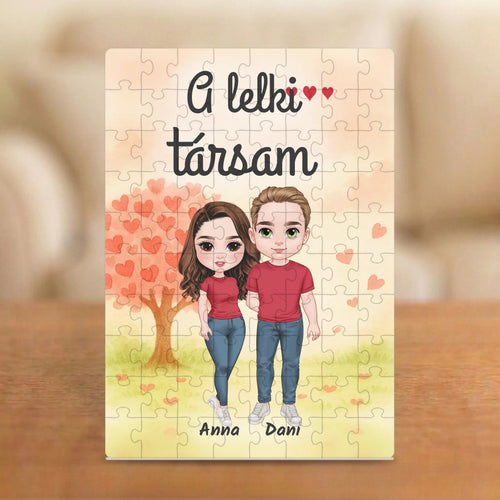 A lelki társam – páros puzzle két figurával (nő–férfi, nő–nő, férfi–férfi) és nevekkel