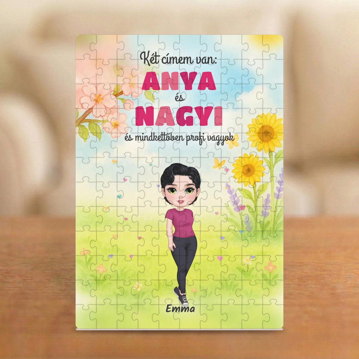Két címem van: anya és nagyi – nagymamás puzzle figurával és névvel