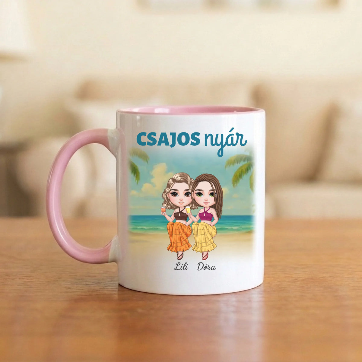 Csajos nyár – barátnős bögre 2–5 figurával a tengerparton