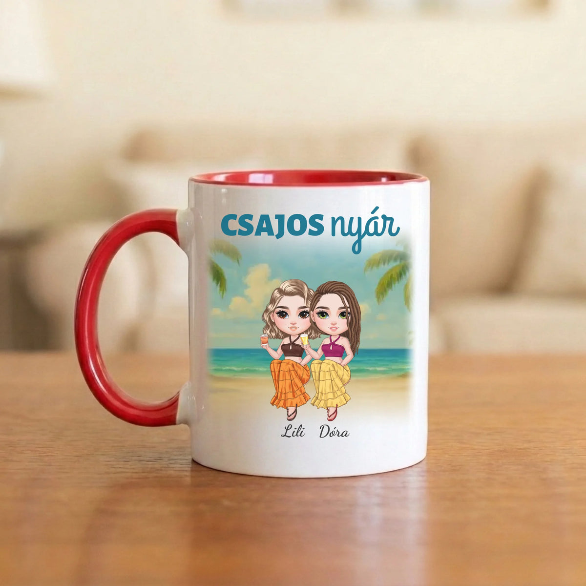 Csajos nyár – barátnős bögre 2–5 figurával a tengerparton