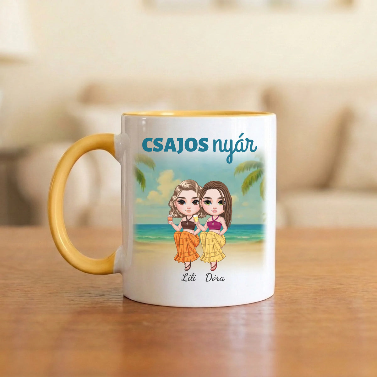 Csajos nyár – barátnős bögre 2–5 figurával a tengerparton