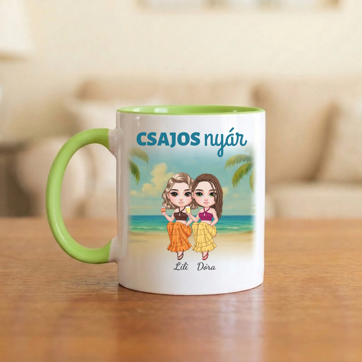 Csajos nyár – barátnős bögre 2–5 figurával a tengerparton