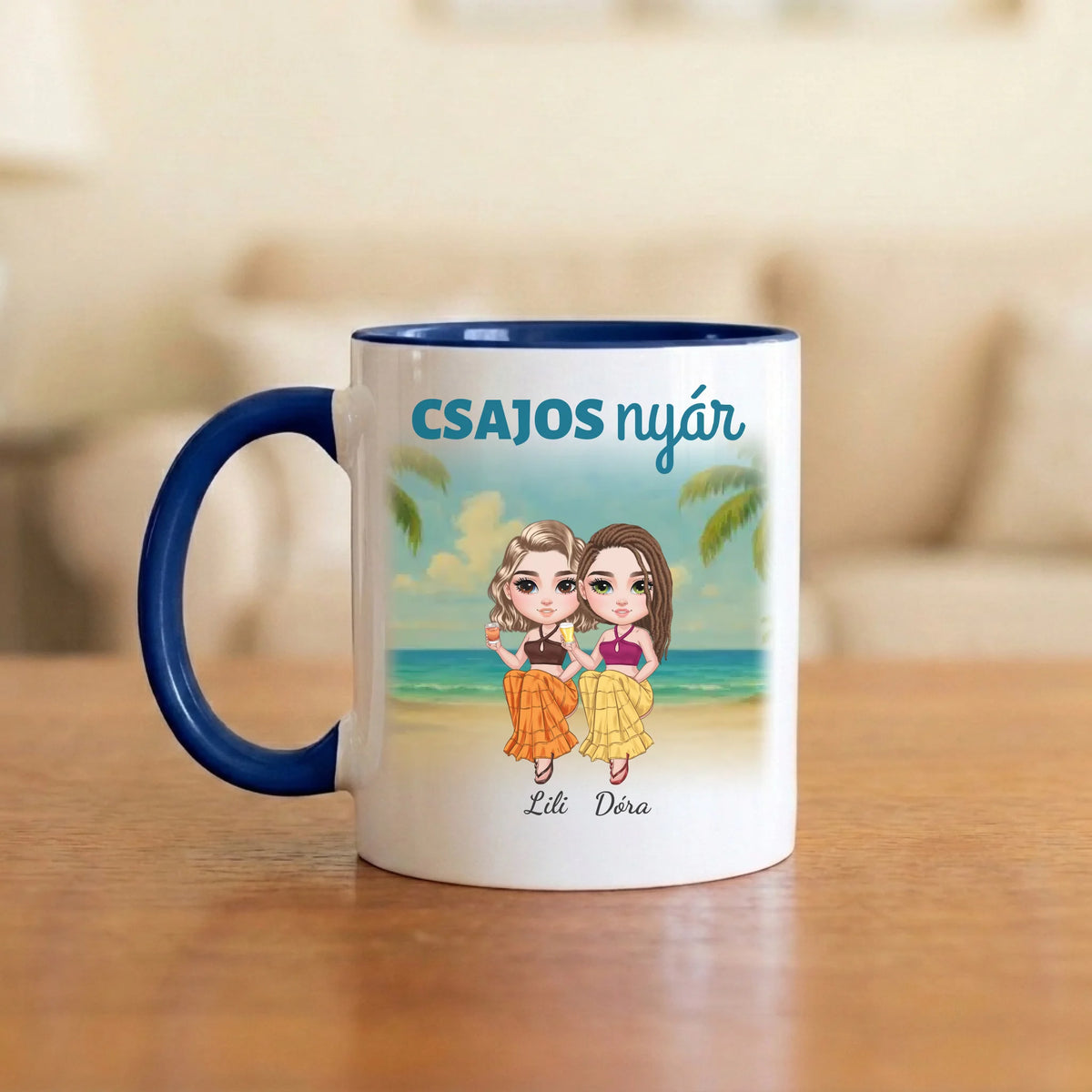 Csajos nyár – barátnős bögre 2–5 figurával a tengerparton