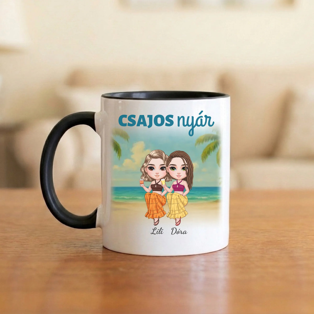 Csajos nyár – barátnős bögre 2–5 figurával a tengerparton