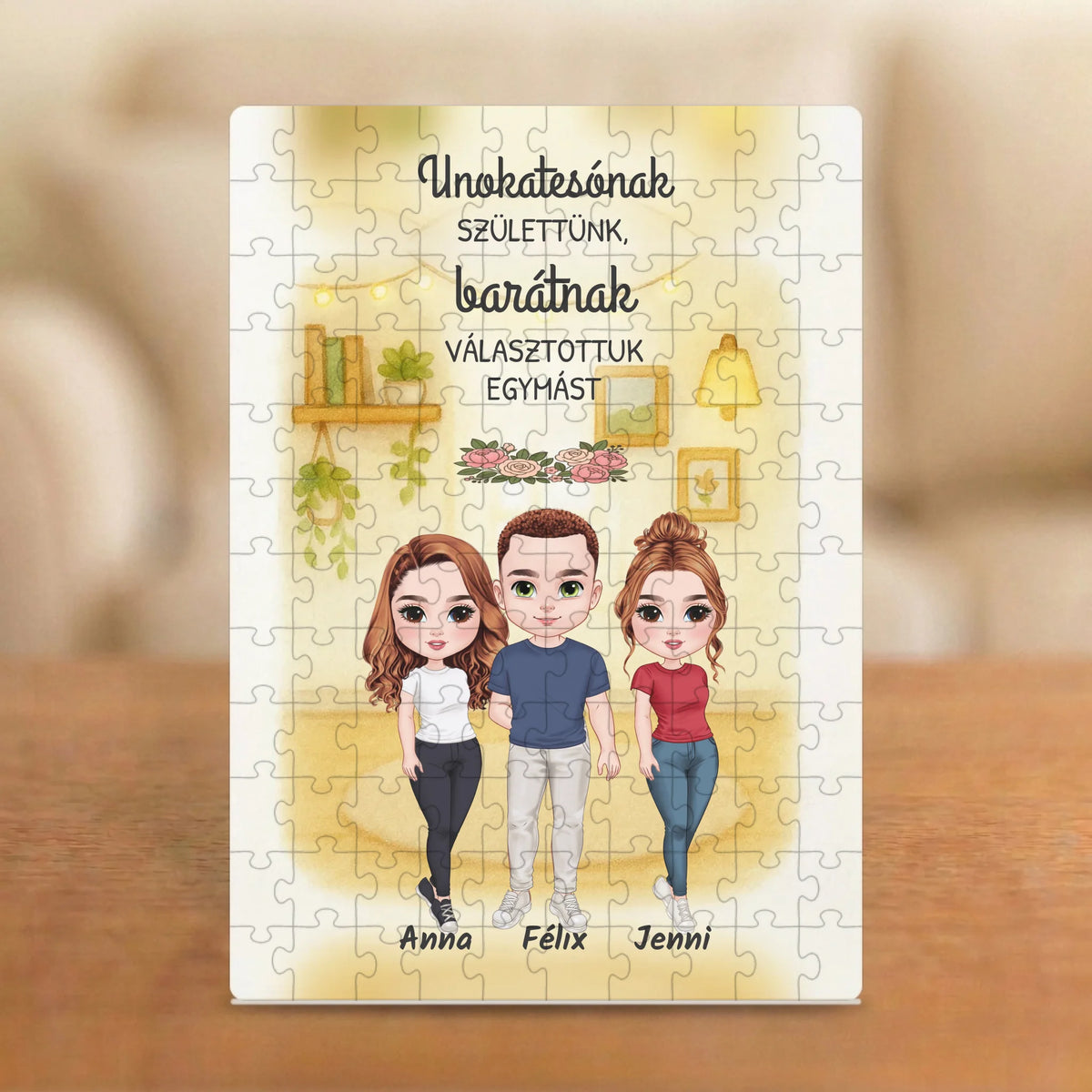 Unokatesónak születtünk, barátnak választottuk egymást – unokatestvéres puzzle 2–5 figurával és nevekkel