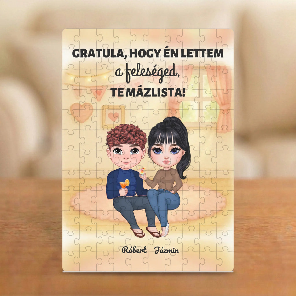 Gratula, hogy én lettem a feleséged – vicces páros puzzle két figurával