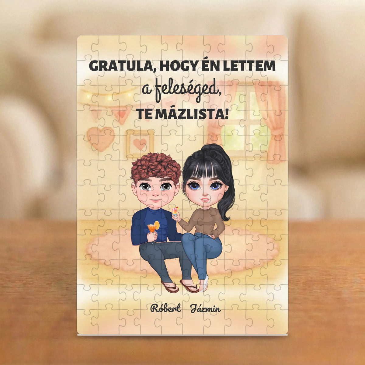 Gratula, hogy én lettem a feleséged – vicces páros puzzle két figurával