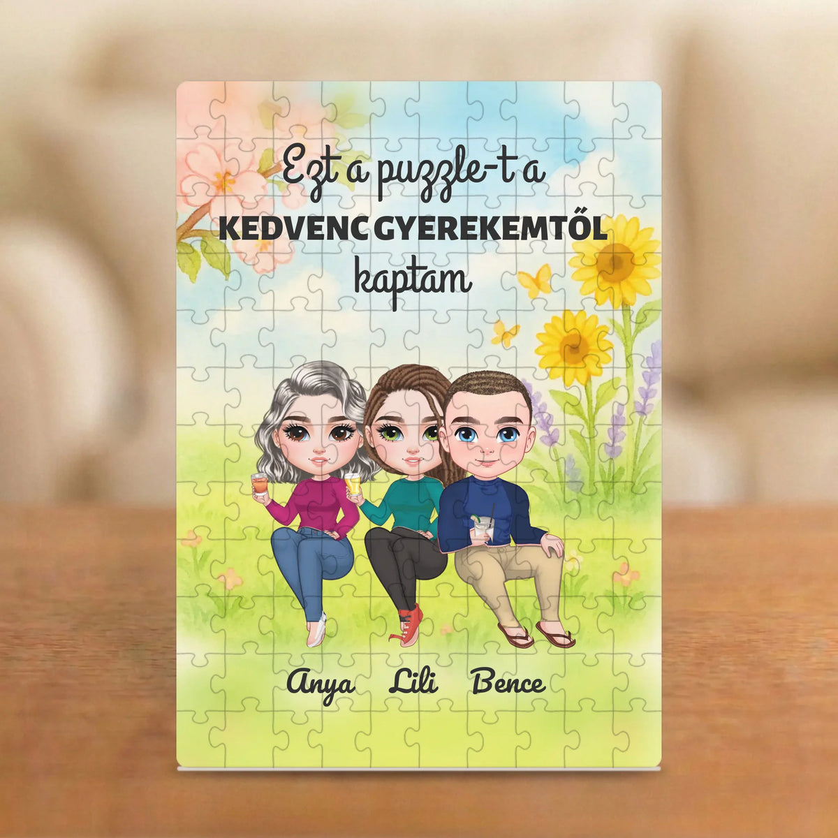 Ezt a puzzle-t a kedvenc gyerekemtől kaptam – puzzle anyának 2–4 figurával és nevekkel