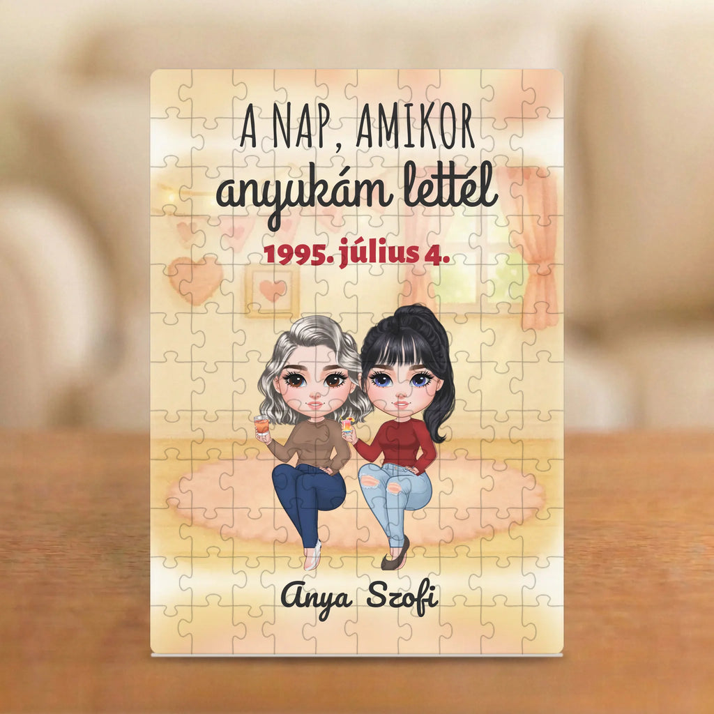 A nap, amikor anyukám lettél – puzzle két figurával és nevekkel
