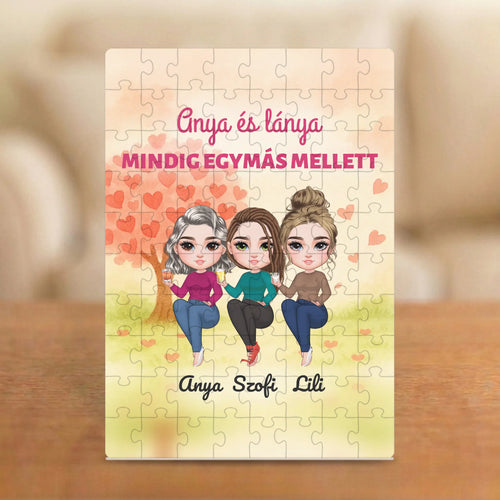 Anya és lánya – mindig egymás mellett – puzzle anyának 2–4 figurával és nevekkel
