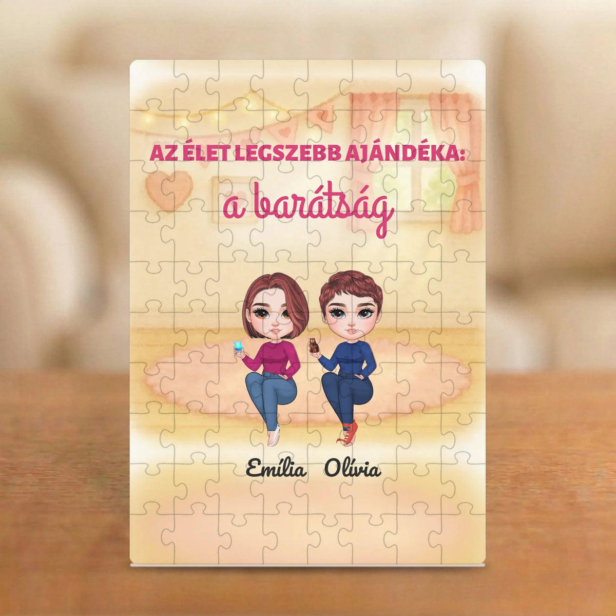 Az élet legszebb ajándéka a barátság – barátnős puzzle 2–5 figurával és nevekkel