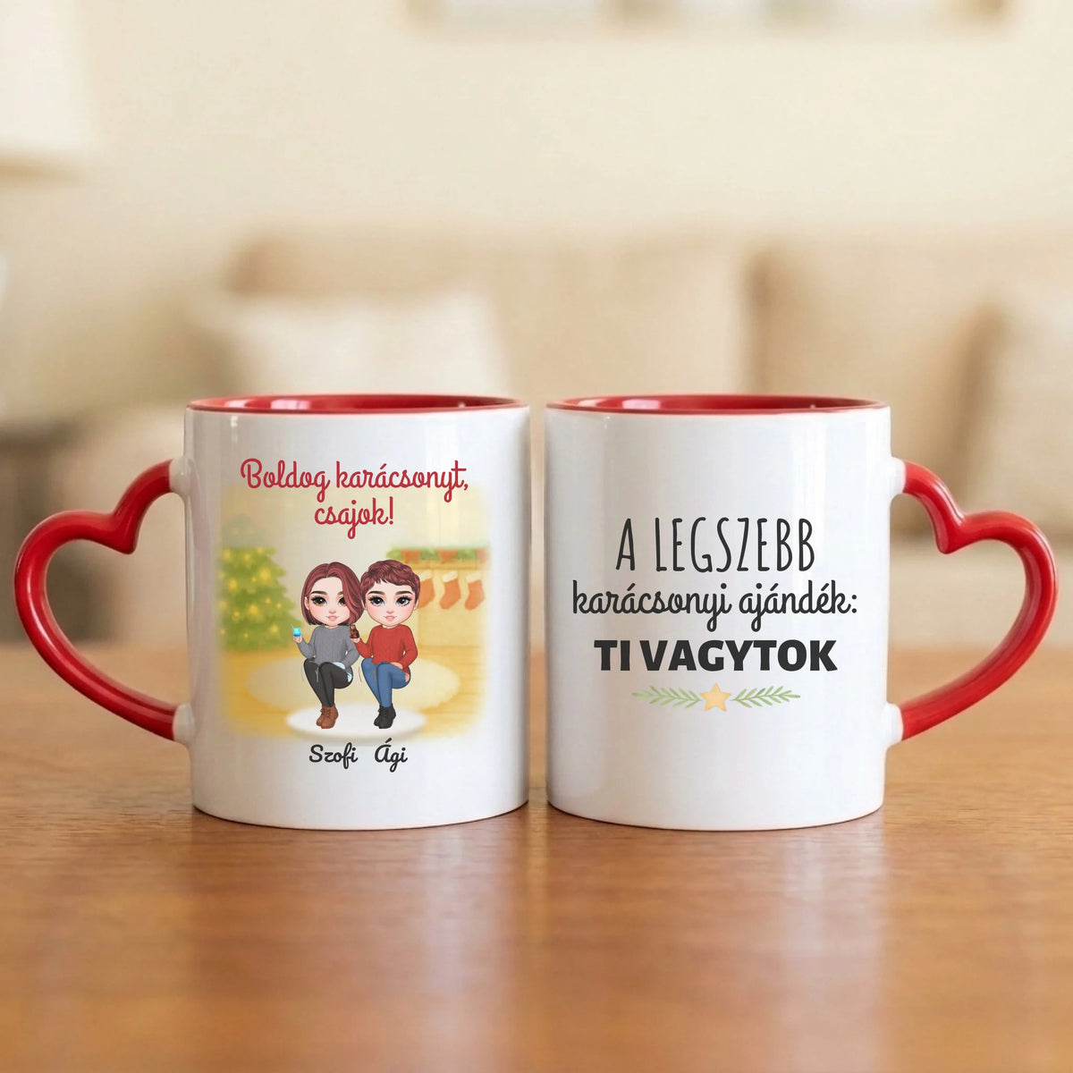 A legszebb karácsonyi ajándék: ti vagytok – barátnős bögre 2–4 figurával