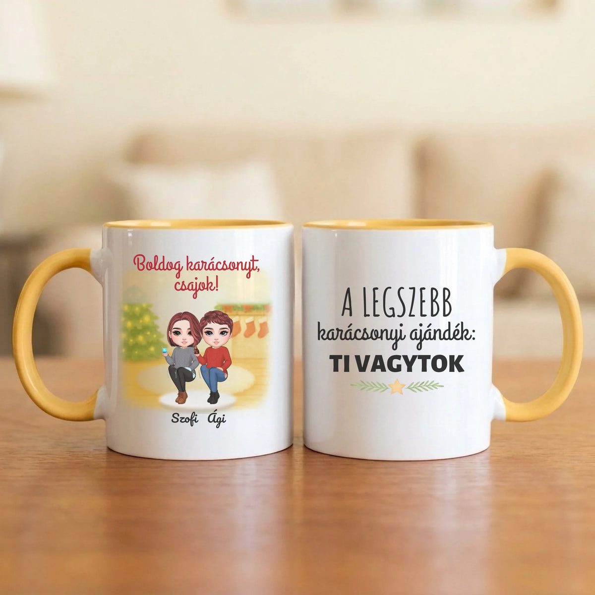A legszebb karácsonyi ajándék: ti vagytok – barátnős bögre 2–4 figurával