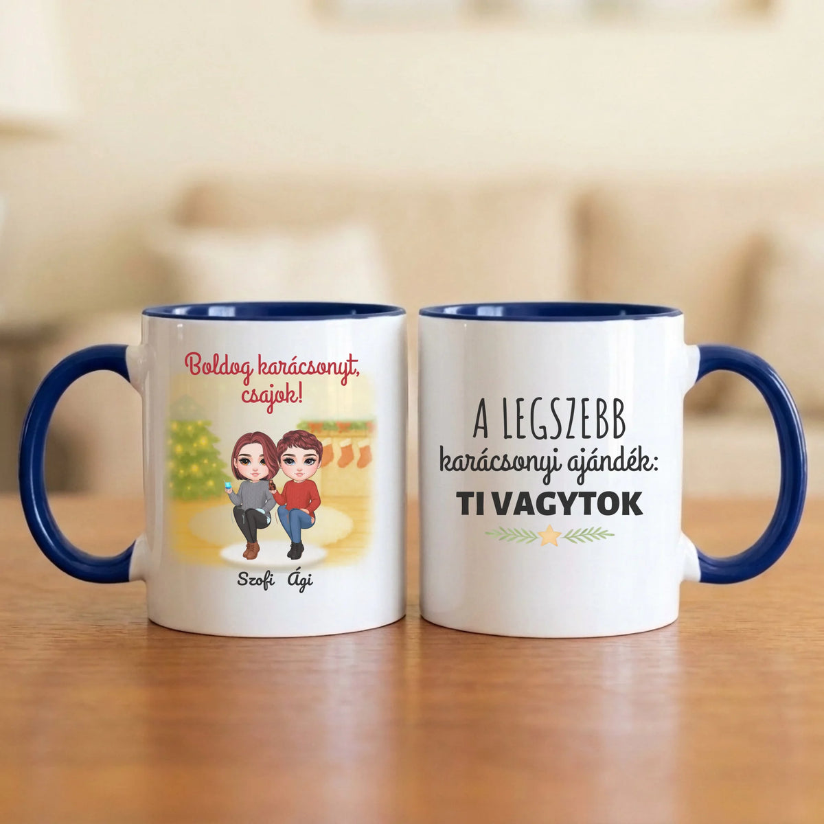 A legszebb karácsonyi ajándék: ti vagytok – barátnős bögre 2–4 figurával