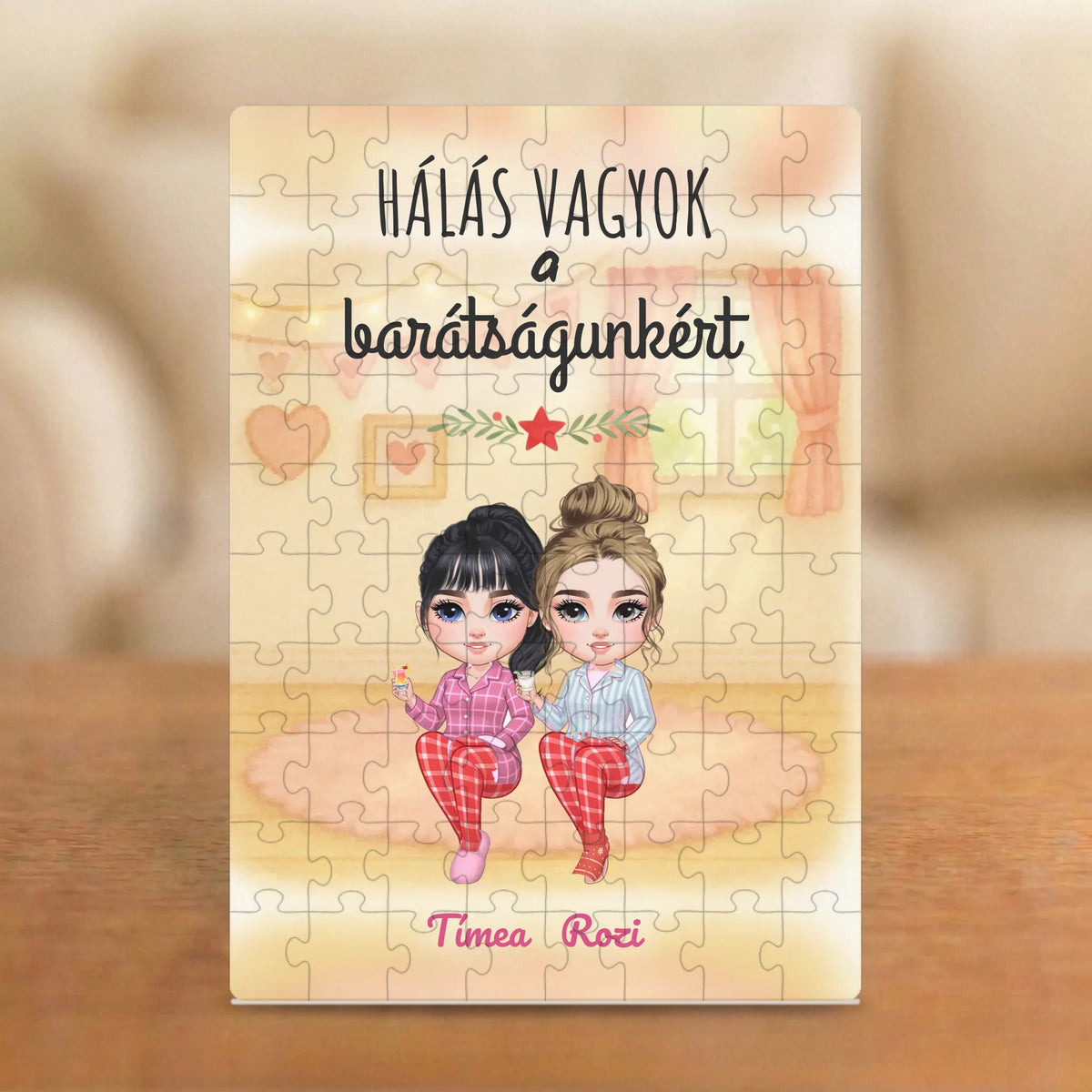 Hálás vagyok a barátságunkért – karácsonyi barátnős puzzle 2–5 figurával