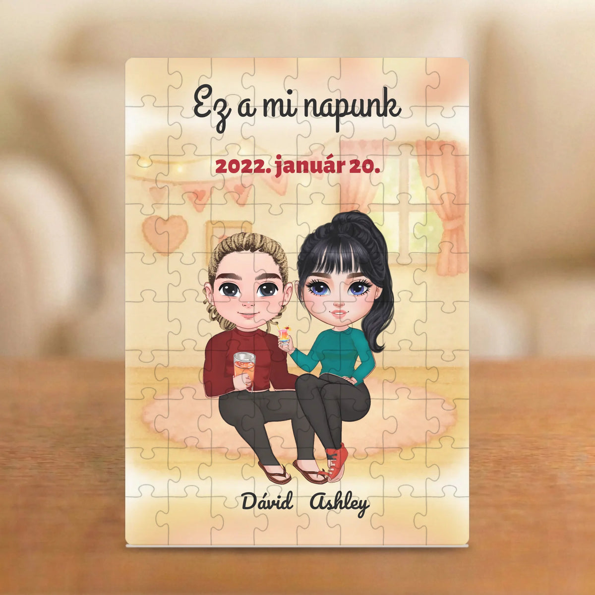 Ez a mi napunk – puzzle két figurával és nevekkel